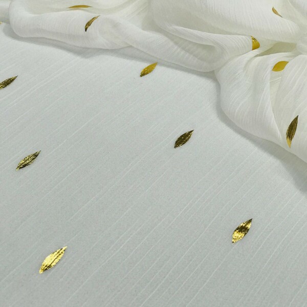 Chiffon Dubai Branco Detalhes Dourado